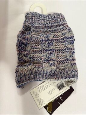 Pet Life Multicolor Knit Cable Dog Sweater - Gray, Blue, Pink